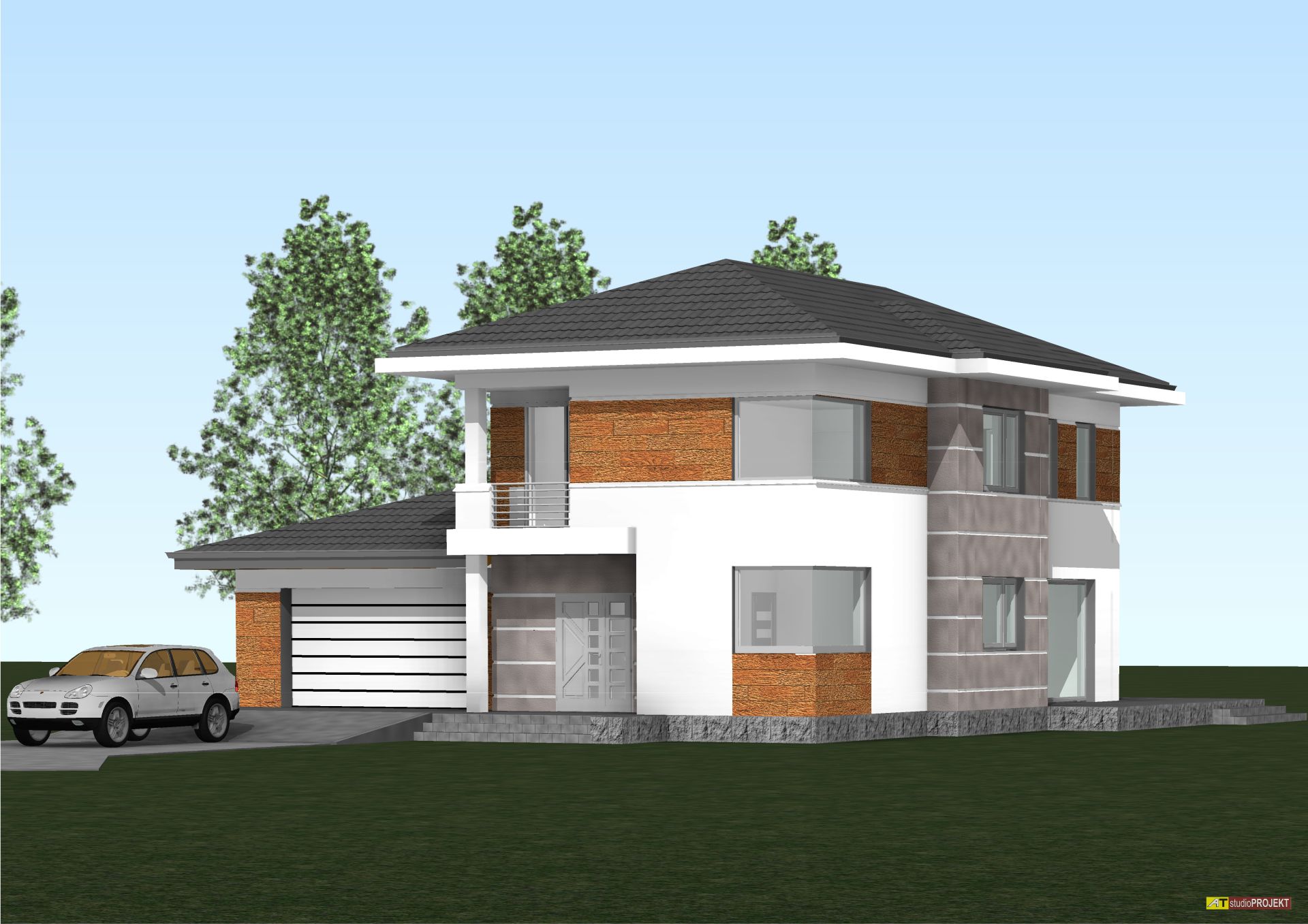 Projekt Domu w nowoczesnym stylu z garażem AT-149